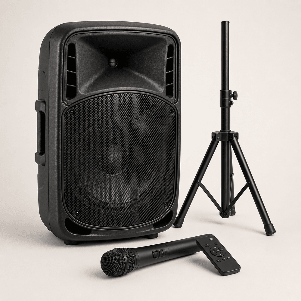 PRORECK Powered PA Speaker Bundle — 12 in