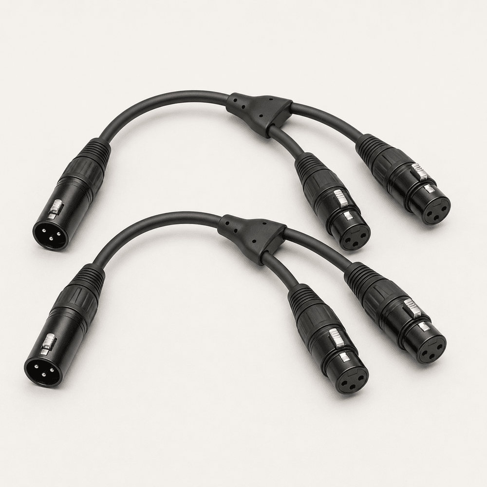 Balanced XLR Male to Dual XLR Female Splitter Cables — 1 ft, Set of 2