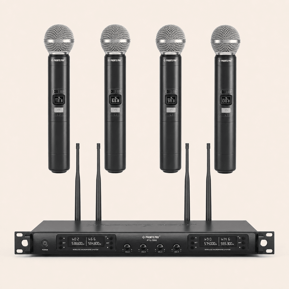 Phenyx Pro PTU-7000-4H 4-Channel UHF Wireless Microphone System