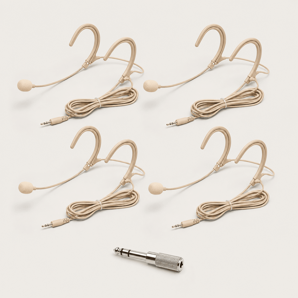 PYLE-PRO PMEM1 Over-Ear Boom Microphone Headsets — Set of 4, Beige