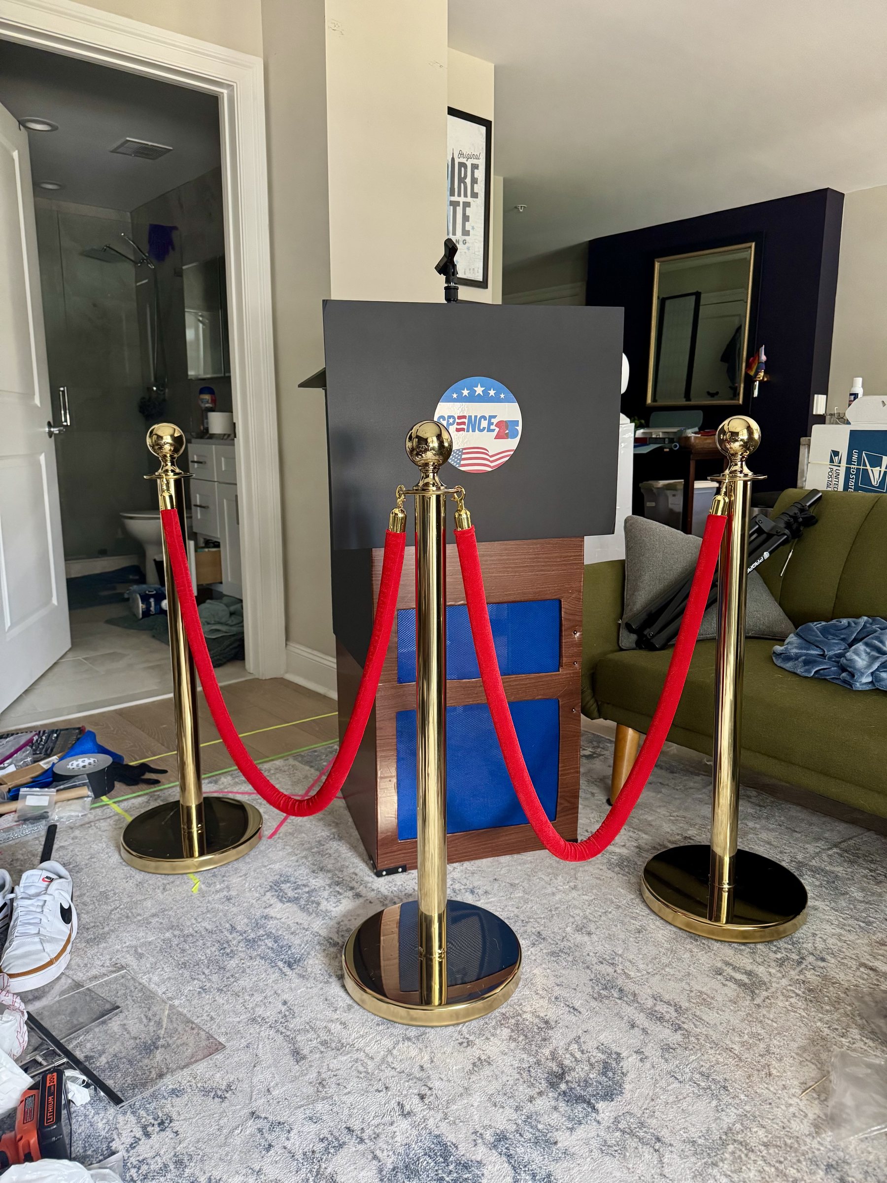 A podium built for the candidate