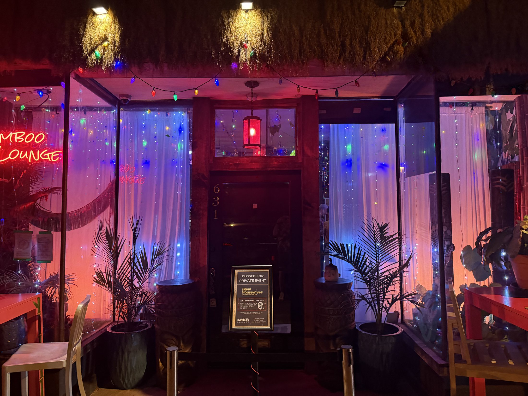 A private-event threshold in full color